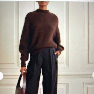 LOULOU STUDIO Safa Oversized Ribbed Wool Blend Brown Sweater (Sz Medium)